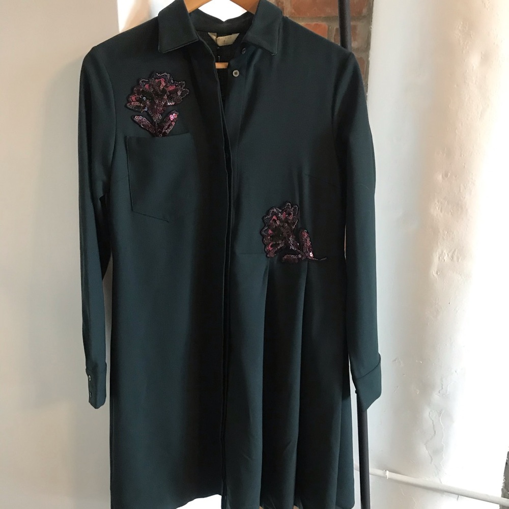 Dark green shirt dress BNWT made in Italy sz 4